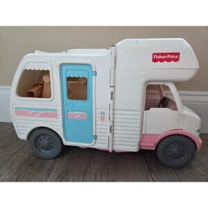 Fisher-Price Loving Family Pop-Up Camper Van RV Pink Blue Vintage 1999